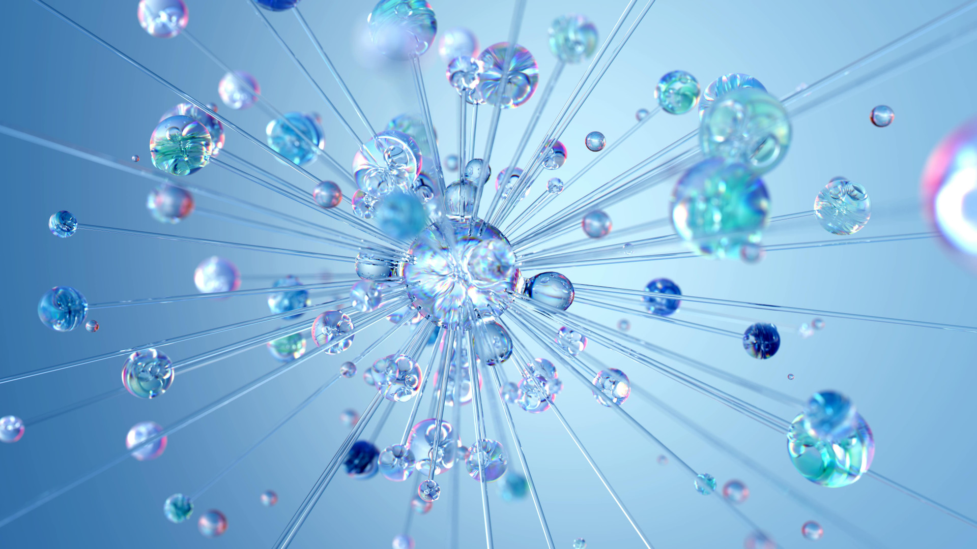 Abstract 3D network of crystal spheres connected by fine lines, symbolizing automation and integrations.